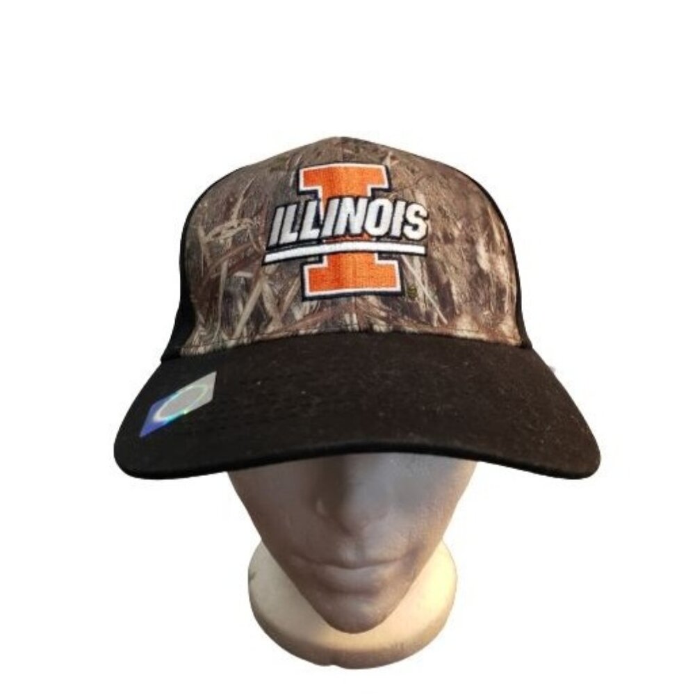 Illinois Fighting Illini Hat Camouflage Black Adjustable Baseball Cap Hunting